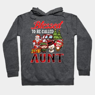 Blessed To Be Called Aunt Christmas Buffalo Plaid Truck Hoodie